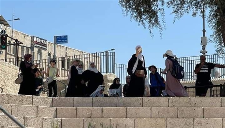 قطعت هذه النسوة مع أطفالهن وأحفادهن مسافات طويلة في الحر الشديد