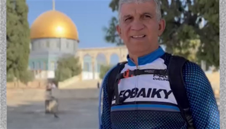 "باسم كناعنة" يقطع 115 كم على دراجته الهوائية للرباط في الأقصى