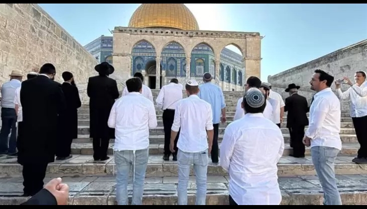 مستوطنون يؤدون طقوسًا تلمودية في المسجد الأقصى